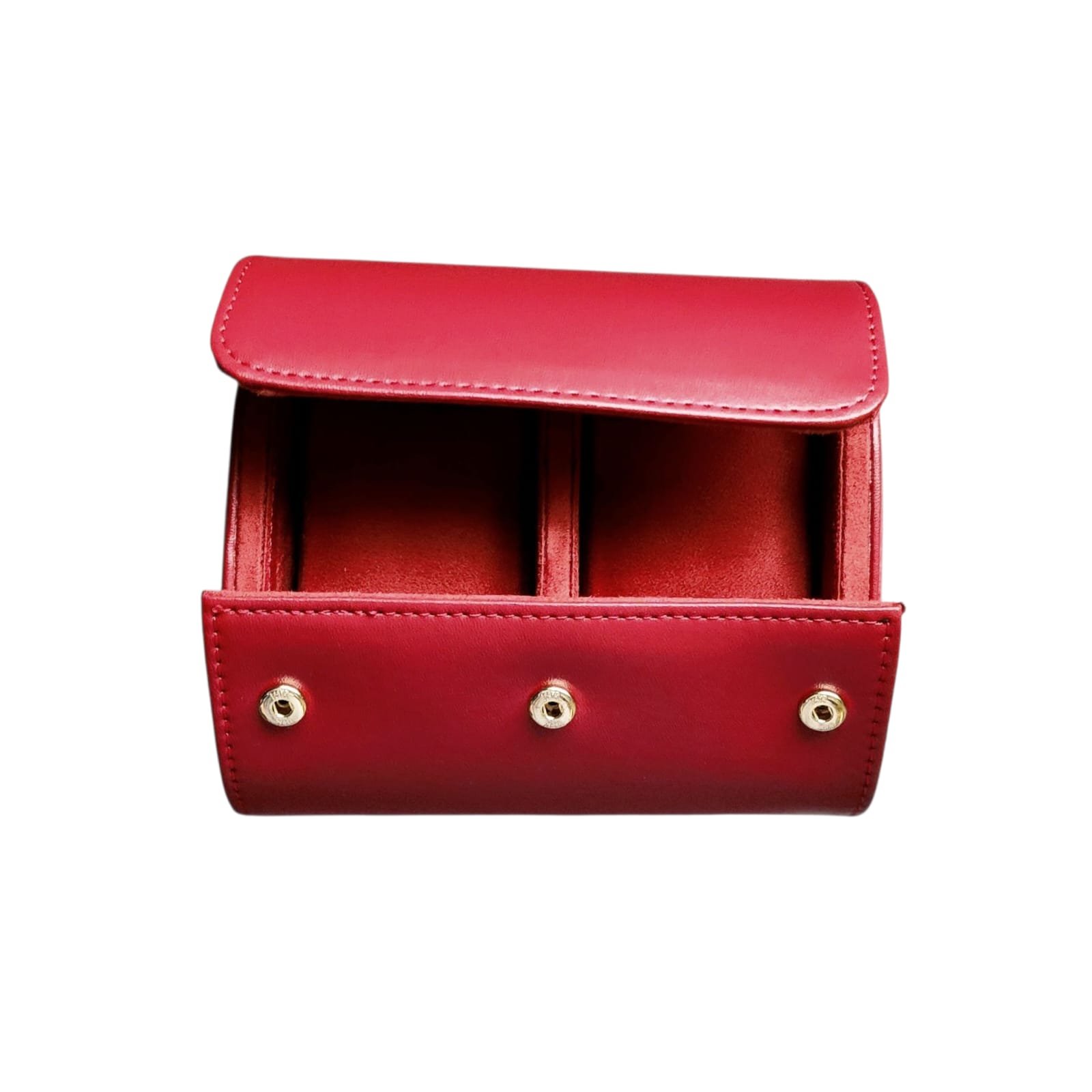 007 Premium 2-Slots PU Red Leather Roll With Inner Suede - Image 4
