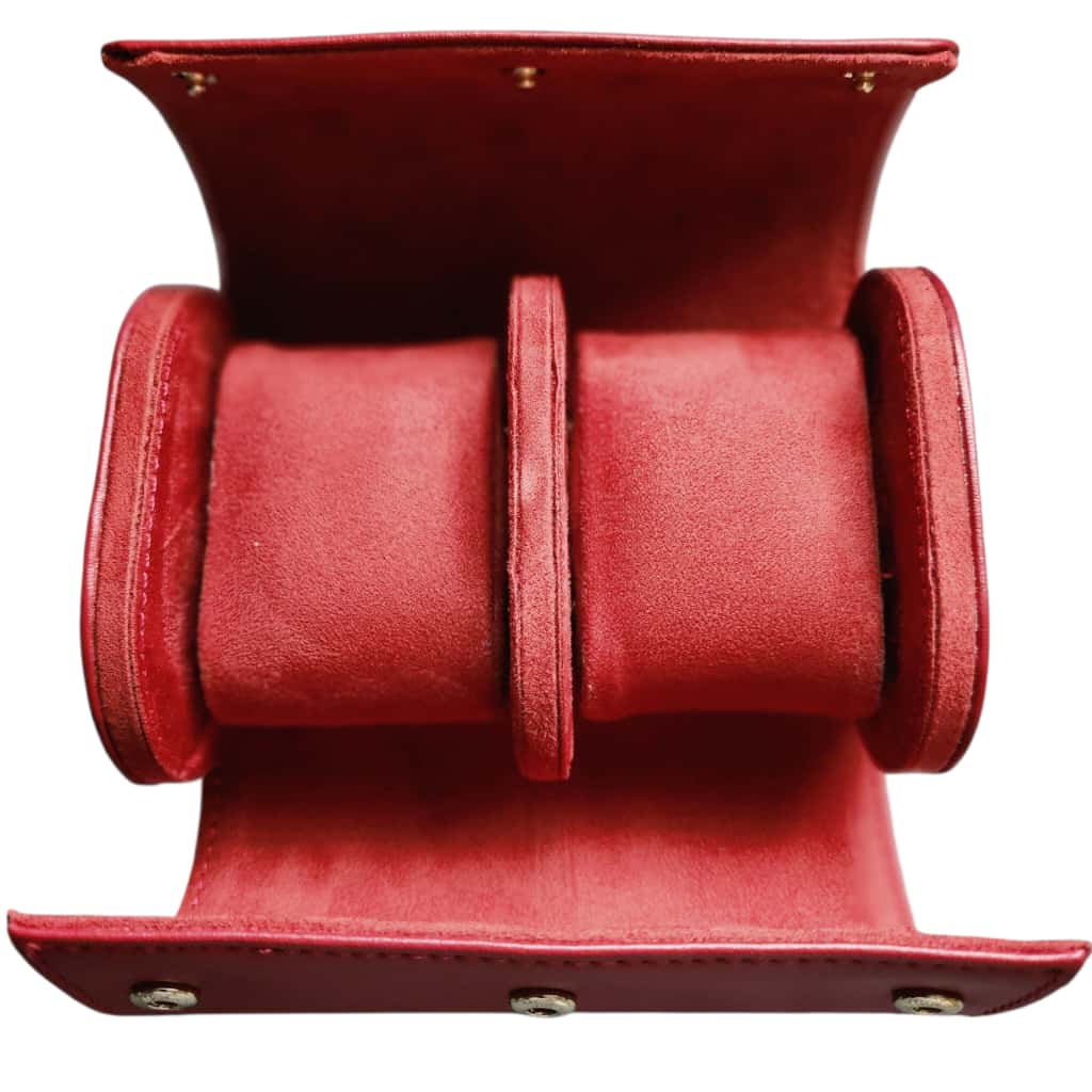007 Premium 2-Slots PU Red Leather Roll With Inner Suede - Image 2