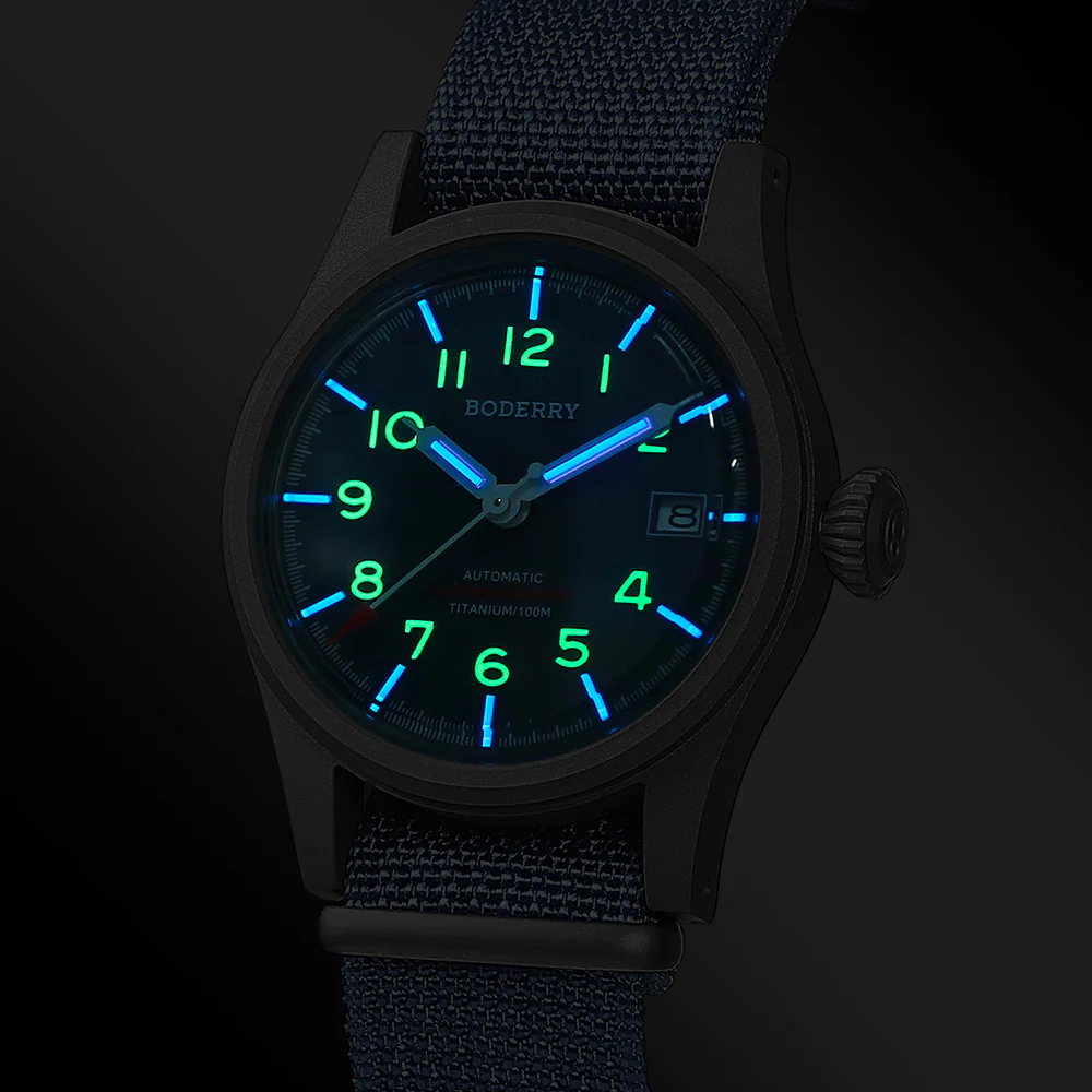 Boderry Landmaster 100M Titanium Field Watch Blue - Image 2
