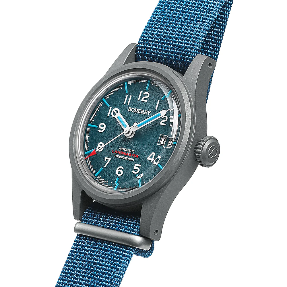 Boderry Landmaster 100M Titanium Field Watch Blue - Image 4