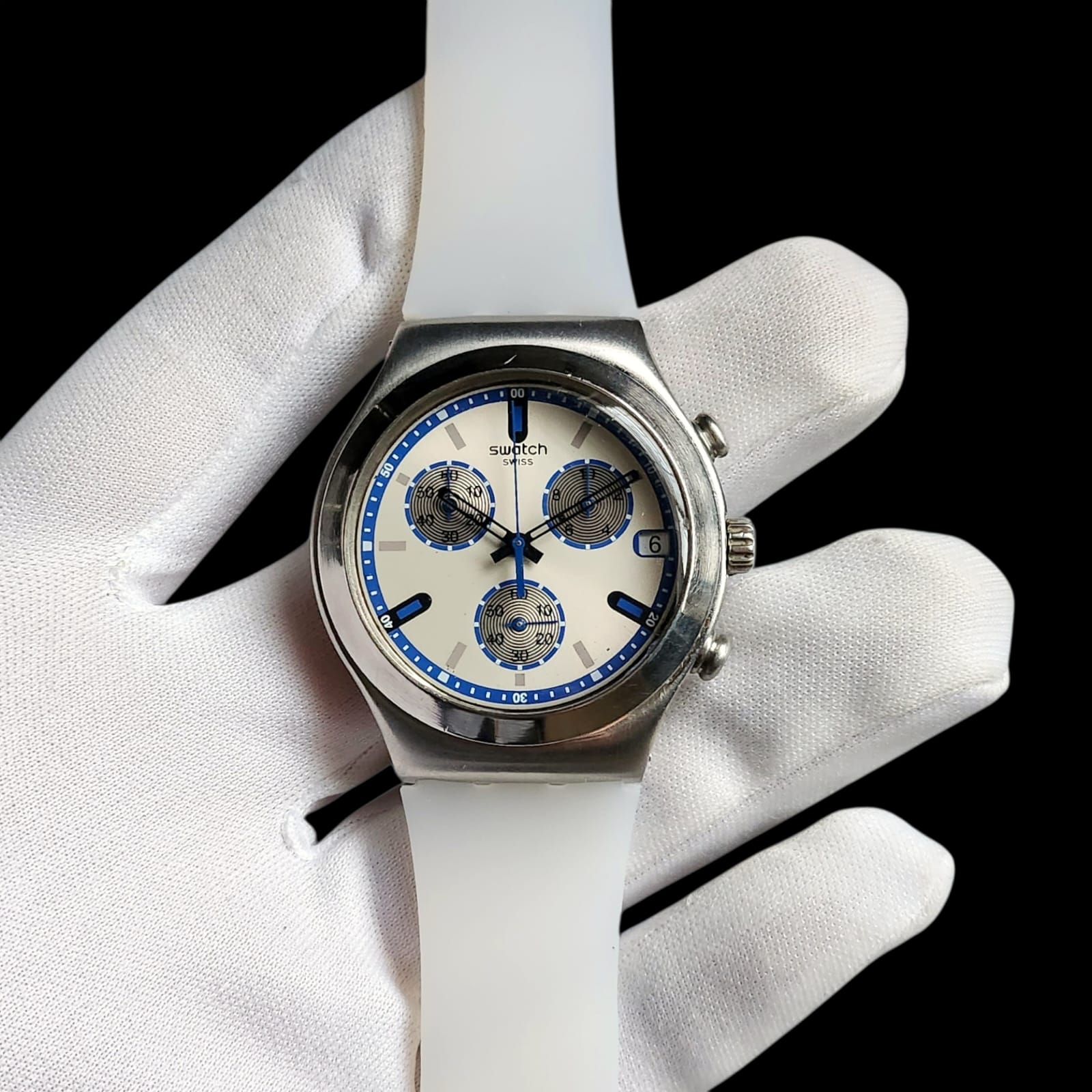 005 Swatch Dial with blue Outline Silver Sub-Dials Watch - Image 2