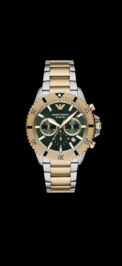 001 Emporio Armani AR11586 Green Dial Two-Tone
