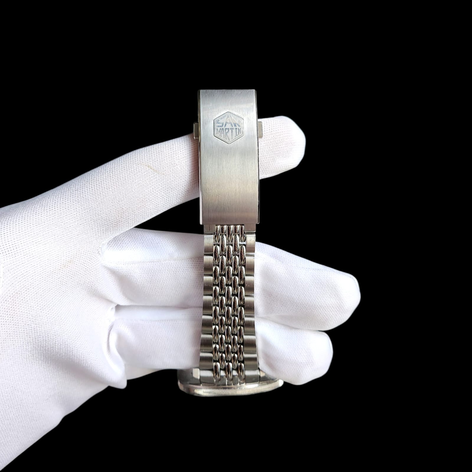 0004 San Martin SN0116-G-V6 GMT NH-34 39.5mm Blue Dial Watch Slightly Used - Image 3