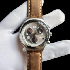 006 Swatch 42mm Men's Irony Chronograph On Leather Strap