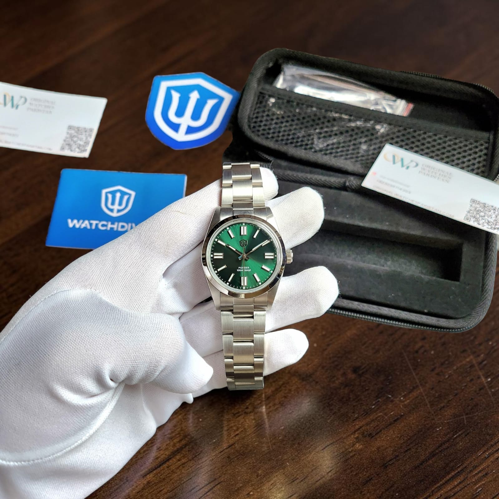 006 Watchdives WD1016B Pioneer With Sunburst Green Dial VH-31 Watch - Image 8