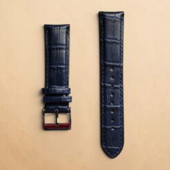 0001 Kenneth Cole New York Navy Blue Crocodile Textured Genuine Leather Strap 22mm