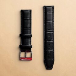 004 Kenneth Cole New York Black Crocodile Textured Genuine Leather Strap 20mm