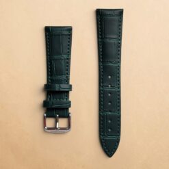 0003 Italian Emerald Green Crocodile Textured Leather Strap 22mm