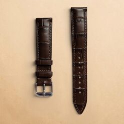 003 Chocolate Brown Crocodile Textured Leather Strap 18mm