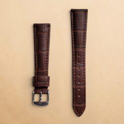 0005 Italian Brown Crocodile Textured Leather Strap 18mm