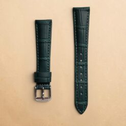 004 Italian Emerald Green Crocodile Textured Leather Strap 18mm
