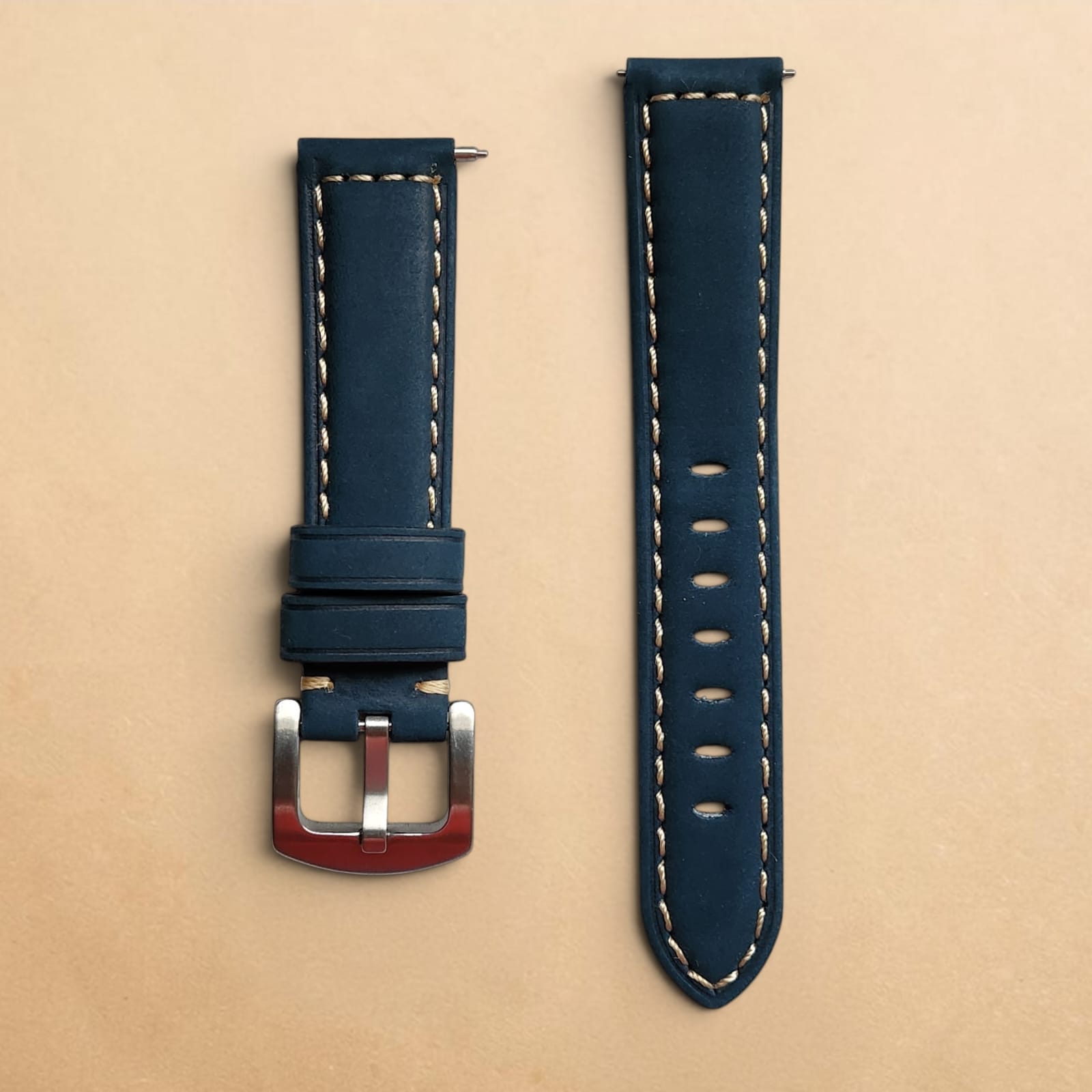 006 Top Grain Premium Hand Stitched Suede Deep Navy Blue Quick Release 20mm