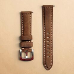 009 Top Grain Premium Hand Stitched Suede Dark Brown Quick Release 20mm