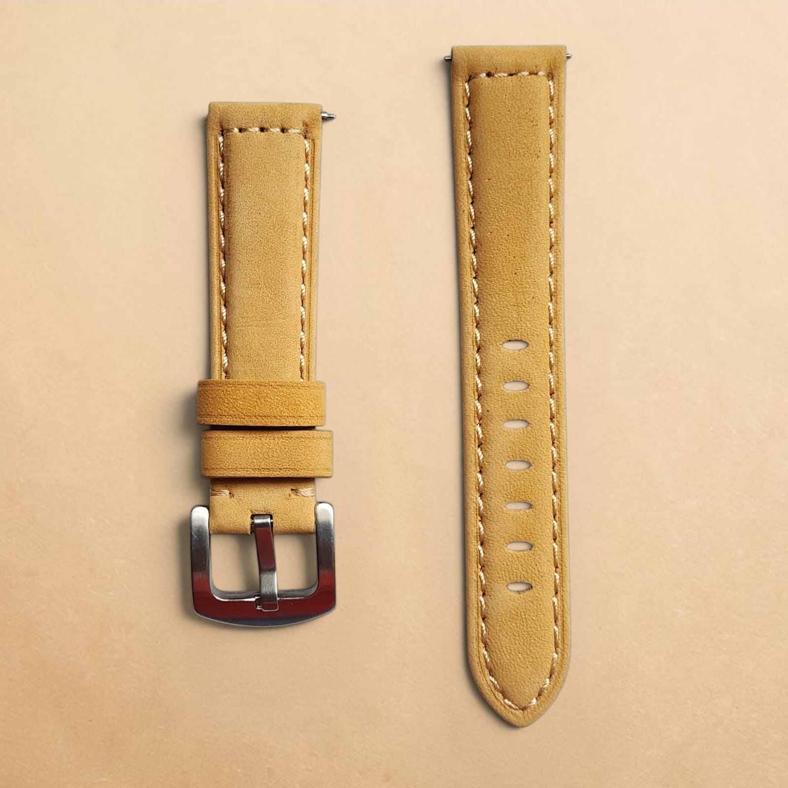 008 Top Grain Premium Hand Stitched Suede Classic Mustard Quick Release 20mm
