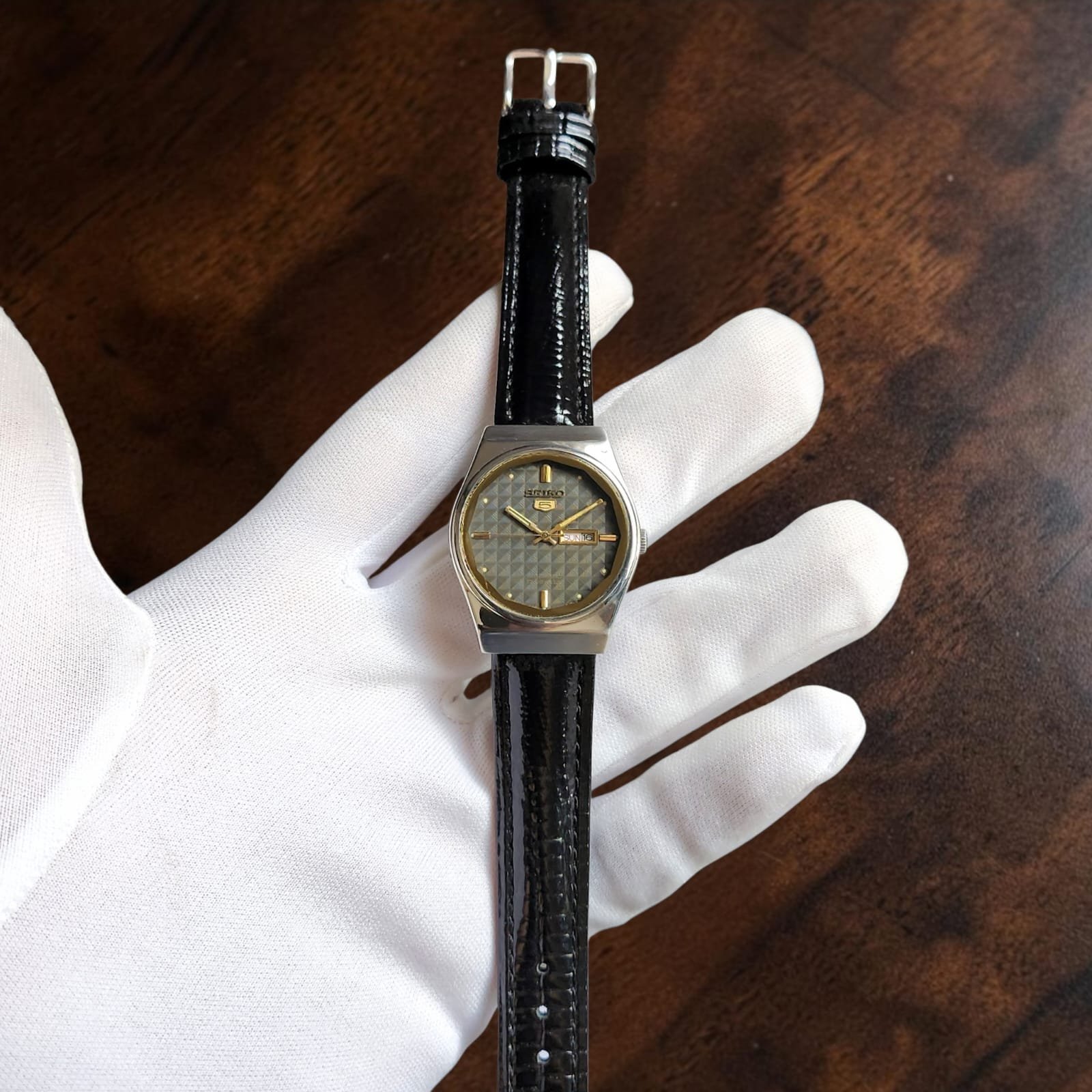 016 Seiko 5 Rare Pyramid Structured Dial 4206-0591 34mm Watch - Image 2
