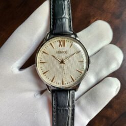 017 Kebros Japanese Quartz Watch With Rose Gold Indices and Textured Dial