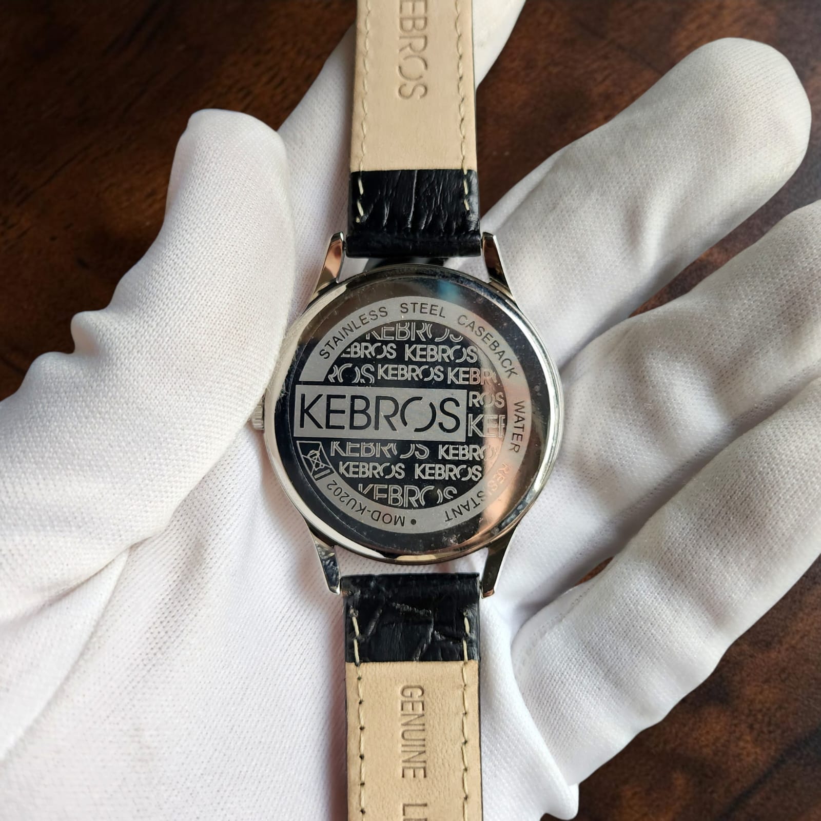 017 Kebros Japanese Quartz Watch With Rose Gold Indices and Textured Dial - Image 3