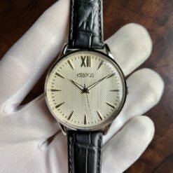 017 Kebros Japanese Quartz Watch With Silver Indices and Textured Dial