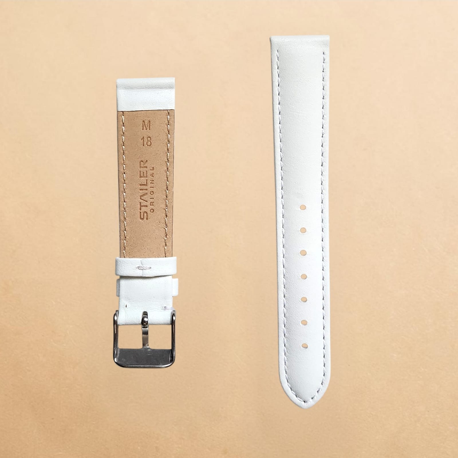 005 Stailer White Original Genuine Leather 18mm Strap - Image 2