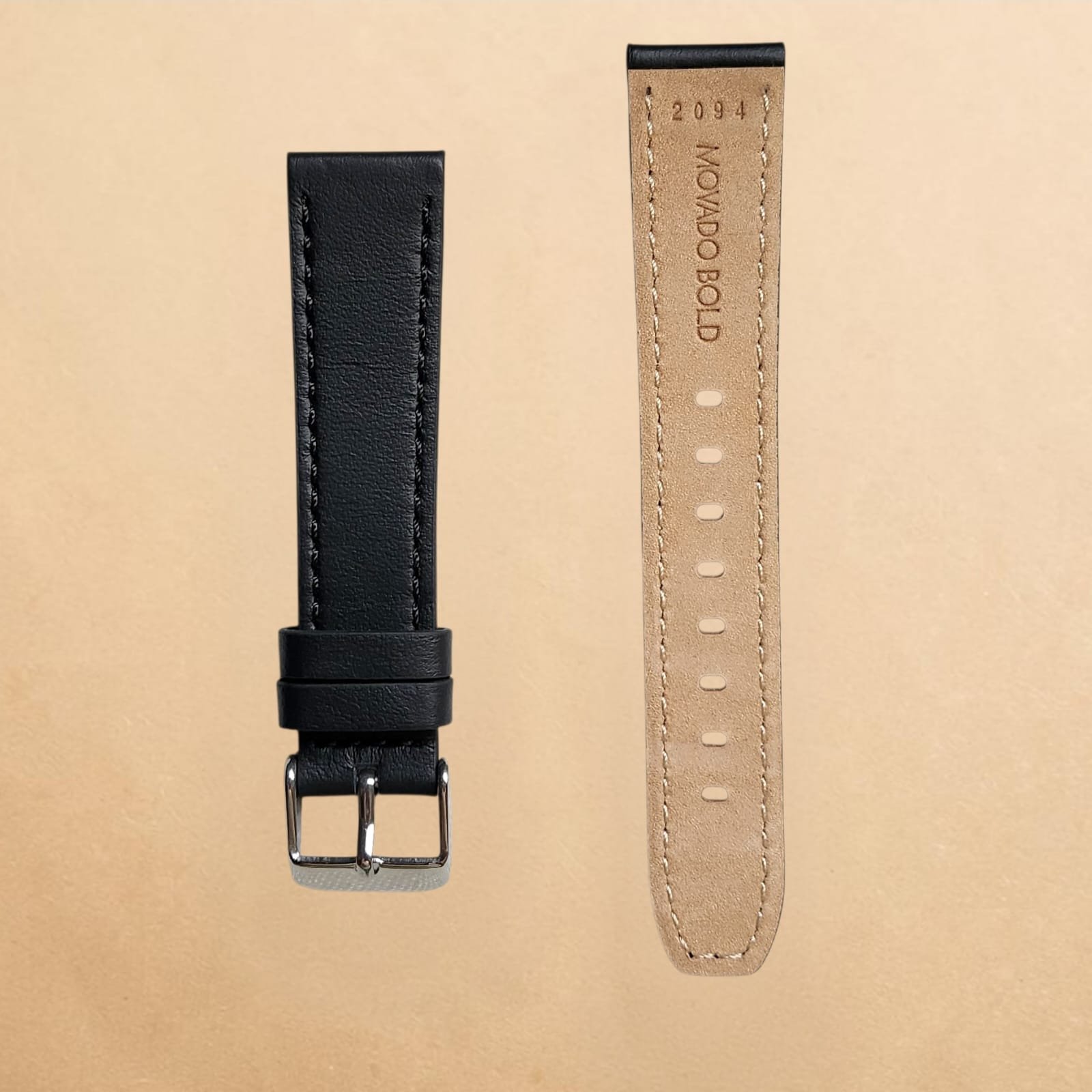 005 Movado Bold Premium Black Leather 18mm Strap - Image 2
