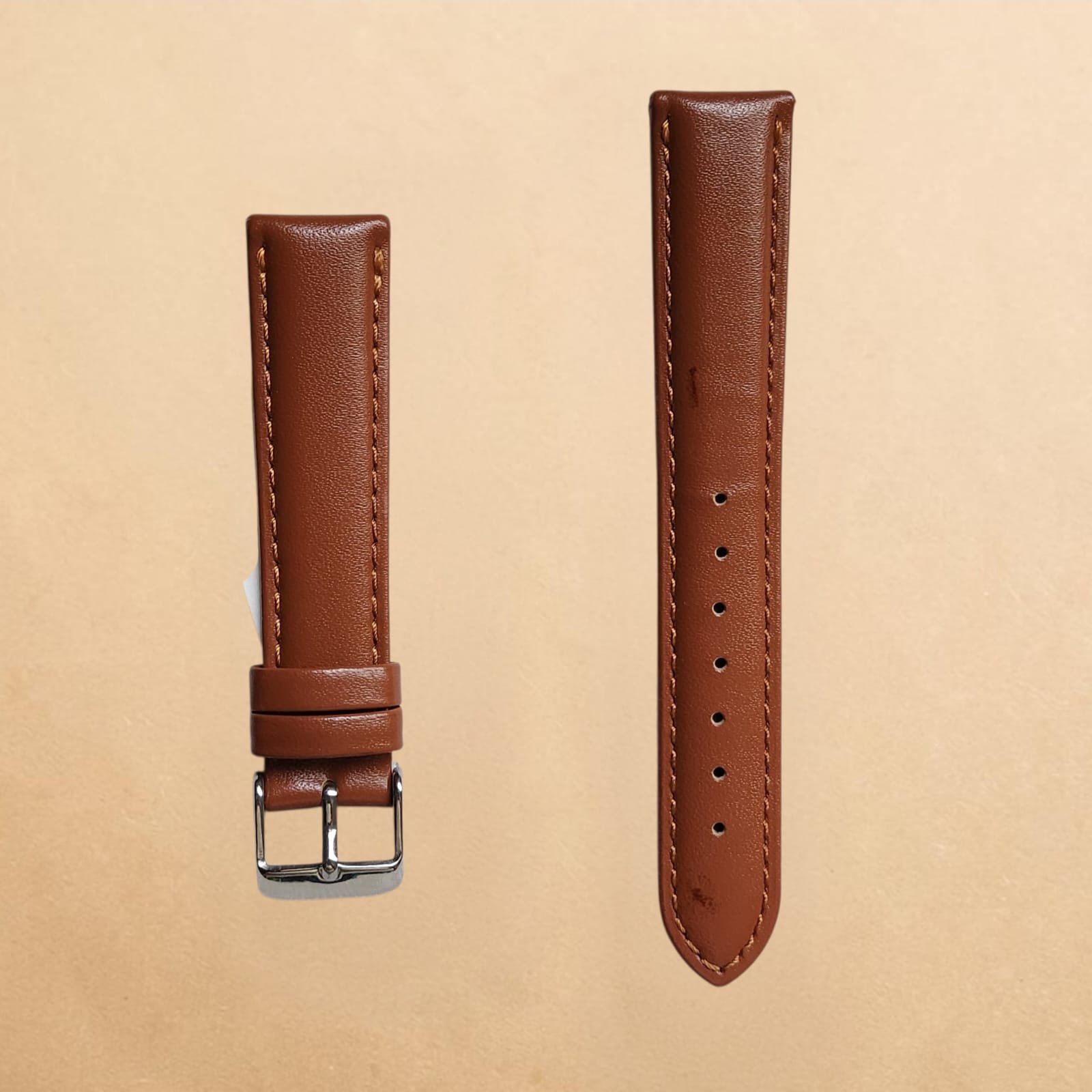 005 Premium Dark Tan Brown Genuine Leather 18mm Strap
