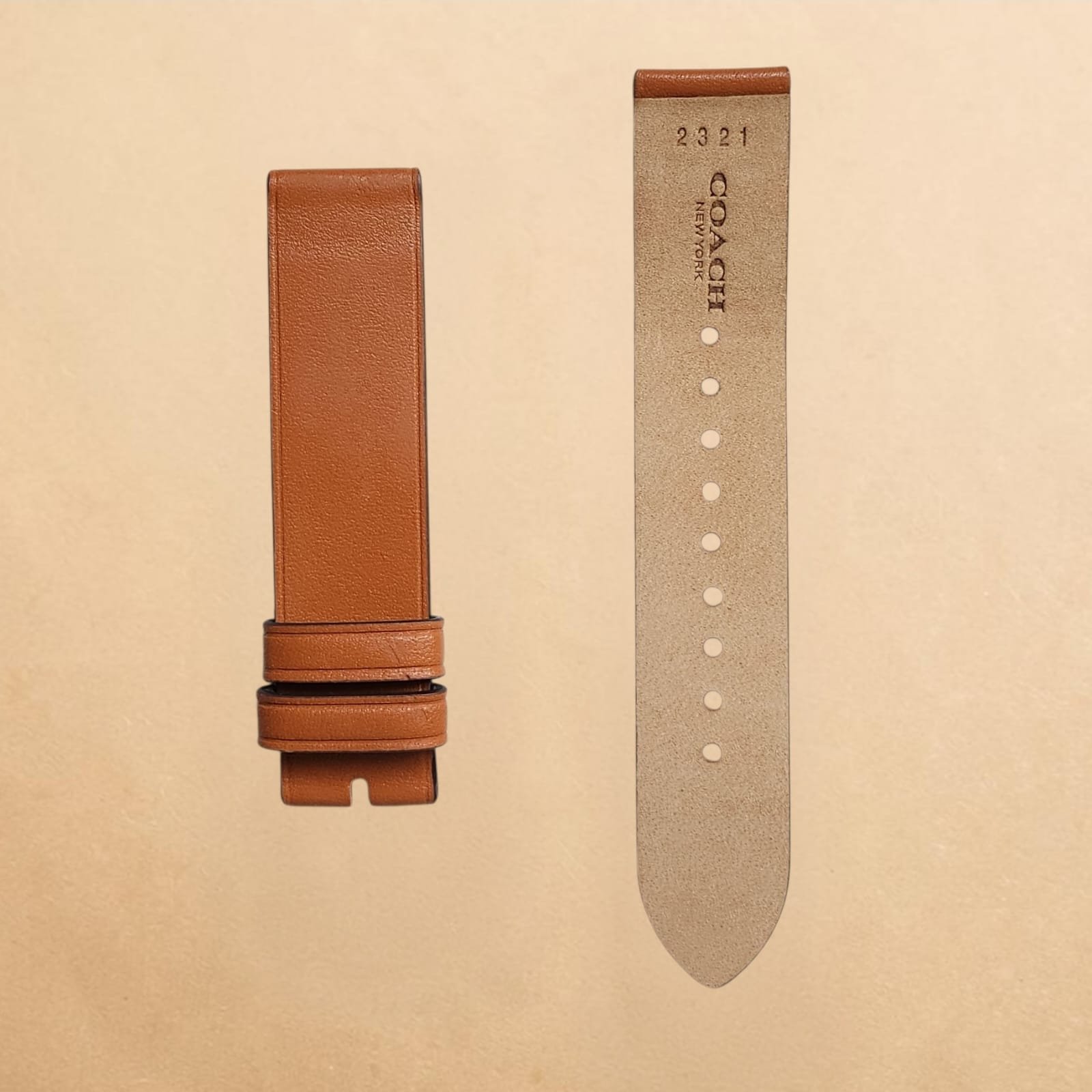 005 Coach New York Tan Brown Genuine Leather 18mm Strap - Image 2