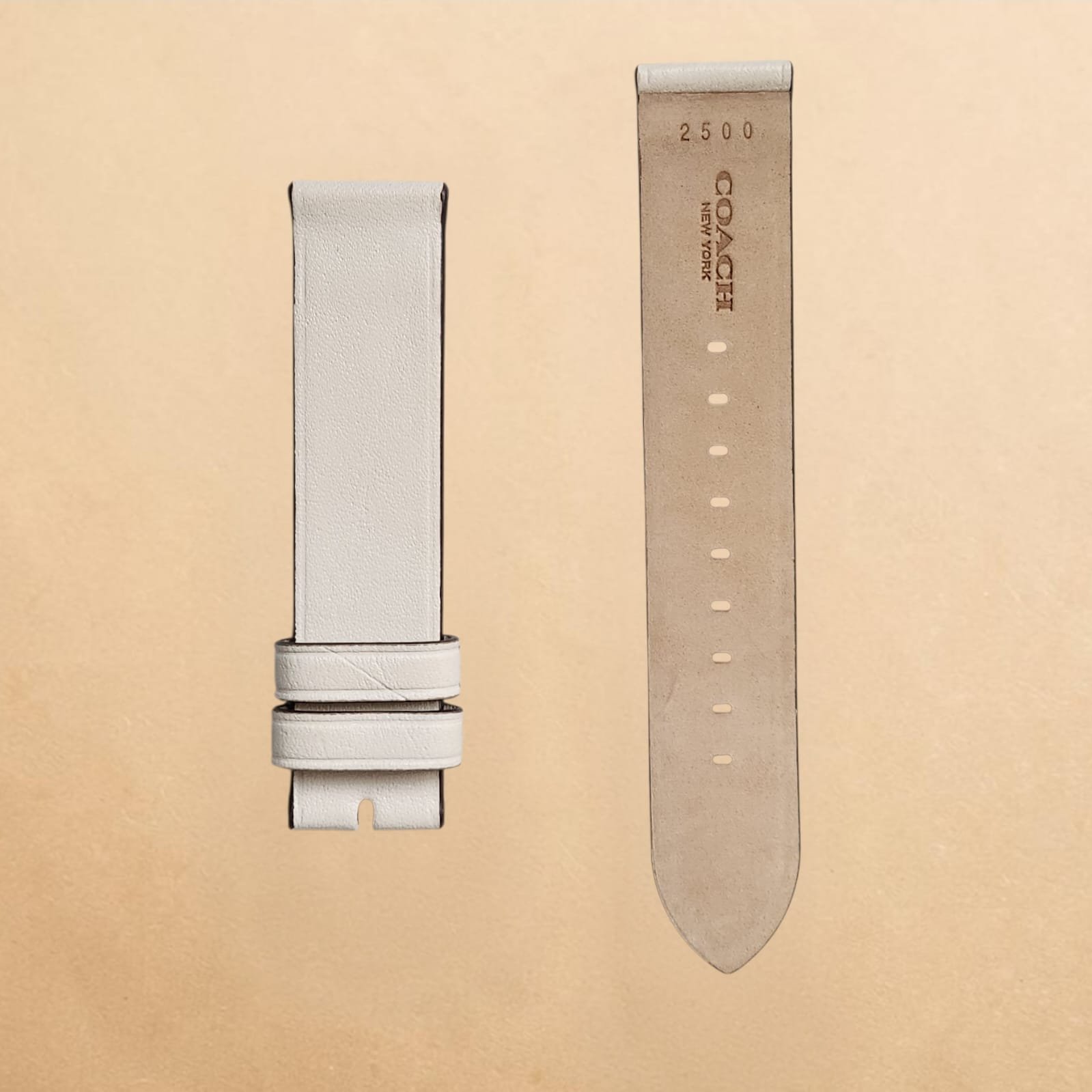 005 Coach New York Cream Colour Genuine Leather 18mm Strap - Image 2