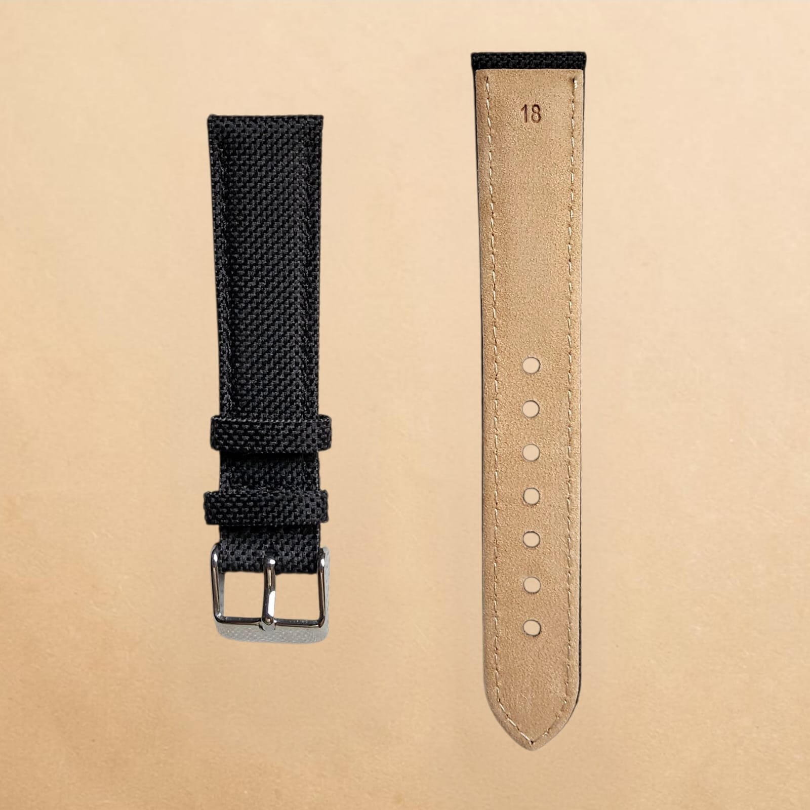 005 Premium Black Nylon Upper With Genuine Leather Back18mm Strap - Image 2