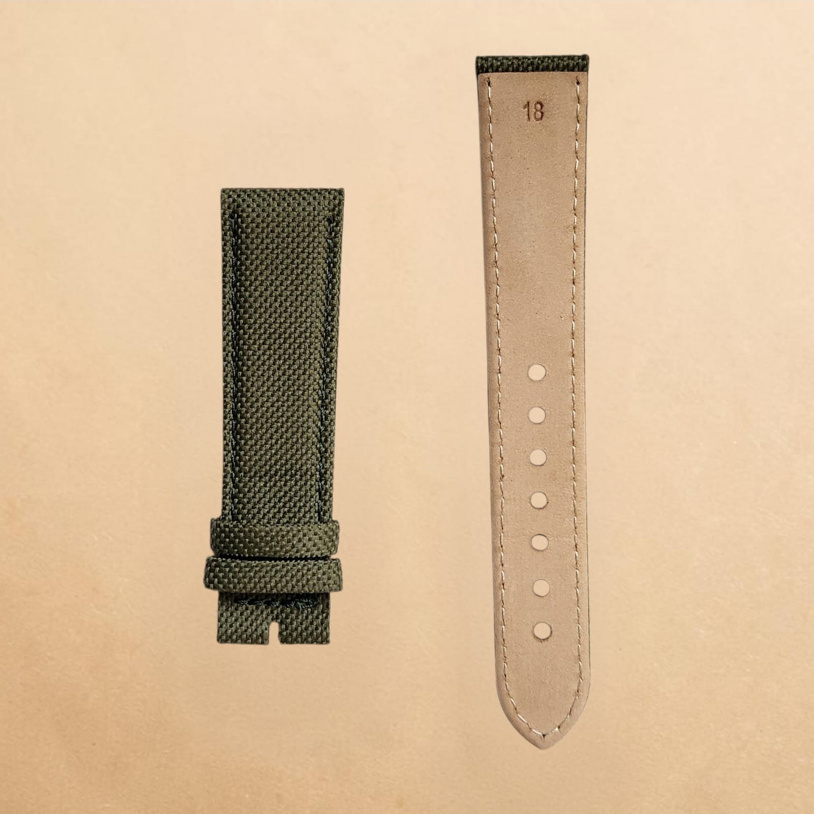 005 Premium Green Nylon Upper With Genuine Leather Back18mm Strap - Image 2