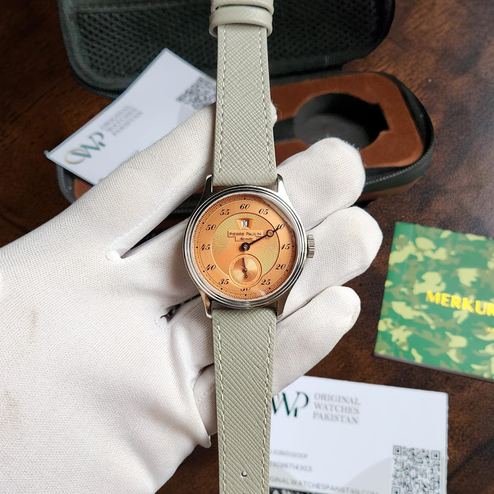004 Merkur (Pierre Paulin) Jump Hour Salmon Dial Seagull ST17 Movement Inside - Image 2