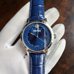 004 Versace V-Helix Blue Dial VE9G00124 Unused On Aftermarket Strap Watch